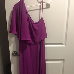 LULUS Angelic Way Magenta One-Shoulder Madi Dress